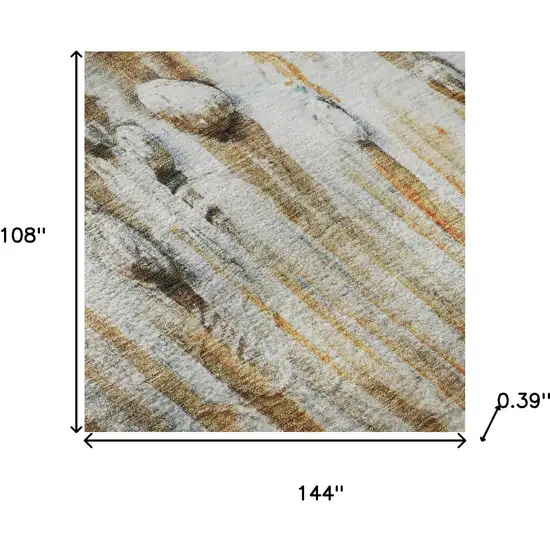 Rust And Gray Abstract Washable Area Rug With UV Protection Photo 8