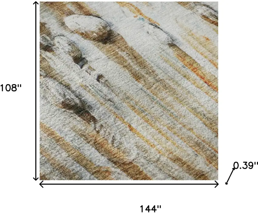 Rust And Gray Abstract Washable Area Rug With UV Protection Photo 8