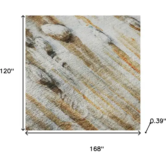 Rust And Gray Abstract Washable Area Rug With UV Protection Photo 8