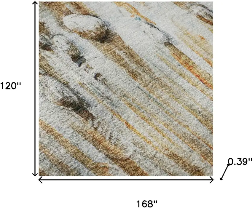 Rust And Gray Abstract Washable Area Rug With UV Protection Photo 8