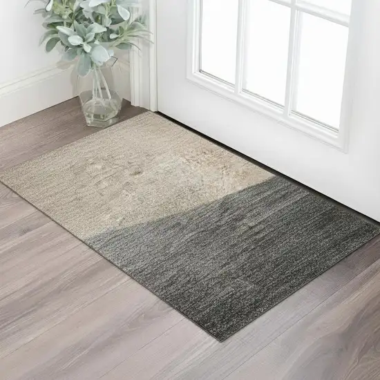 Rust And Gray Abstract Washable Area Rug With UV Protection Photo 2