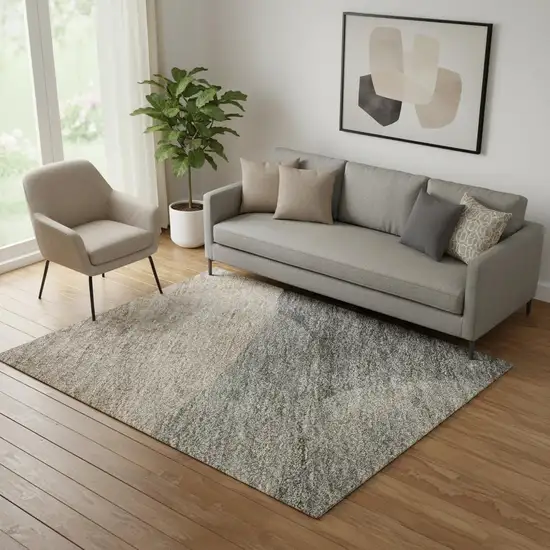 Rust And Gray Abstract Washable Area Rug With UV Protection Photo 2