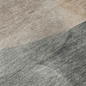Photo of Rust And Gray Abstract Washable Area Rug With UV Protection