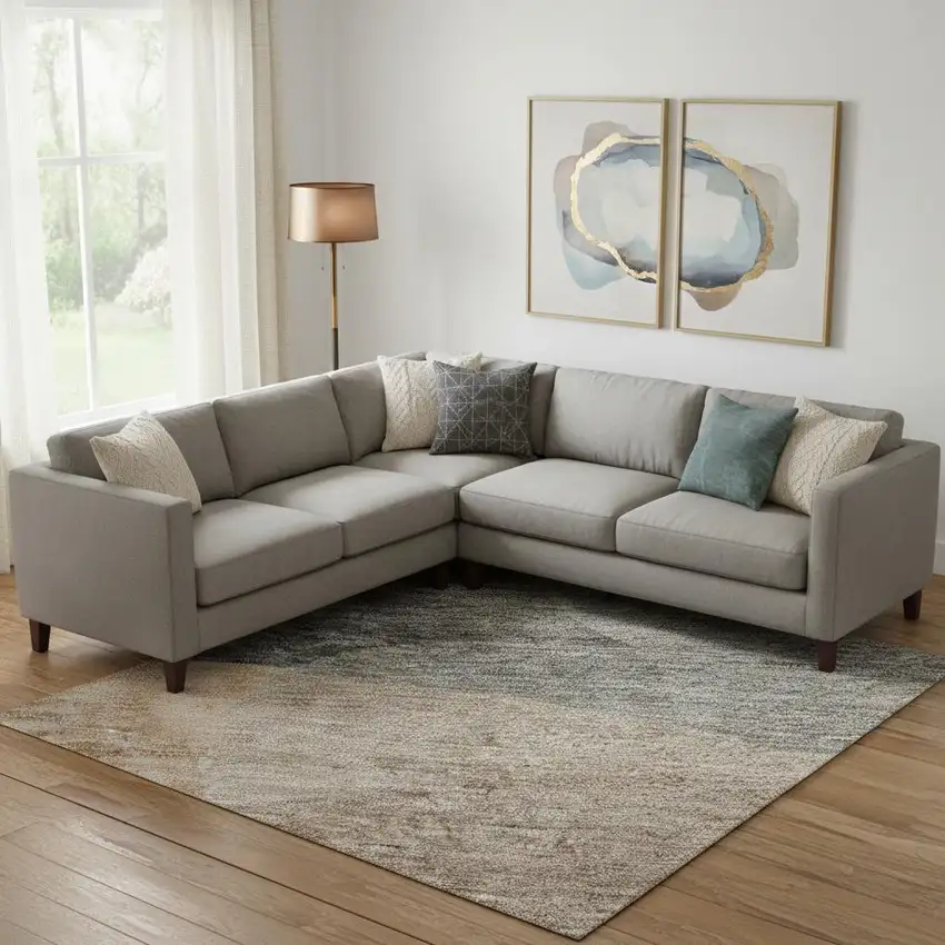 Rust And Gray Abstract Washable Area Rug With UV Protection Photo 2