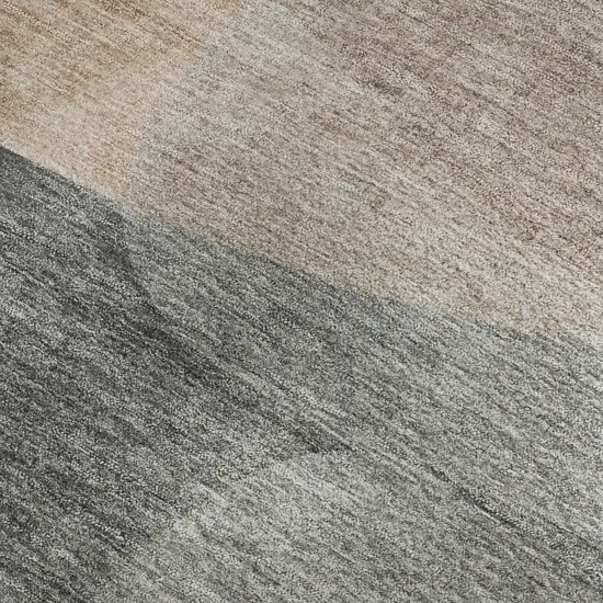 Rust And Gray Abstract Washable Area Rug With UV Protection Photo 3