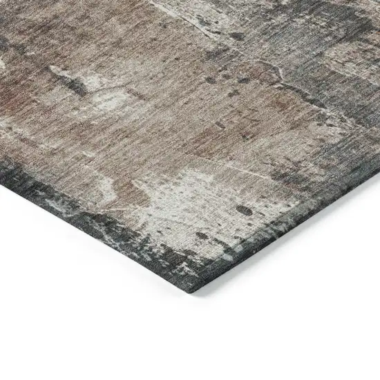 Rust And Gray Abstract Washable Indoor Outdoor Area Rug Photo 8
