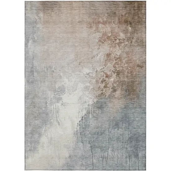 Rust And Gray Abstract Washable Indoor Outdoor Area Rug Photo 4