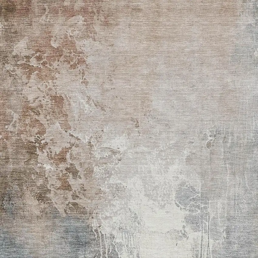 Rust And Gray Abstract Washable Indoor Outdoor Area Rug Photo 3