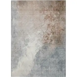 Photo of Rust And Gray Abstract Washable Indoor Outdoor Area Rug