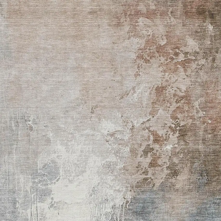 Rust And Gray Abstract Washable Indoor Outdoor Area Rug Photo 3