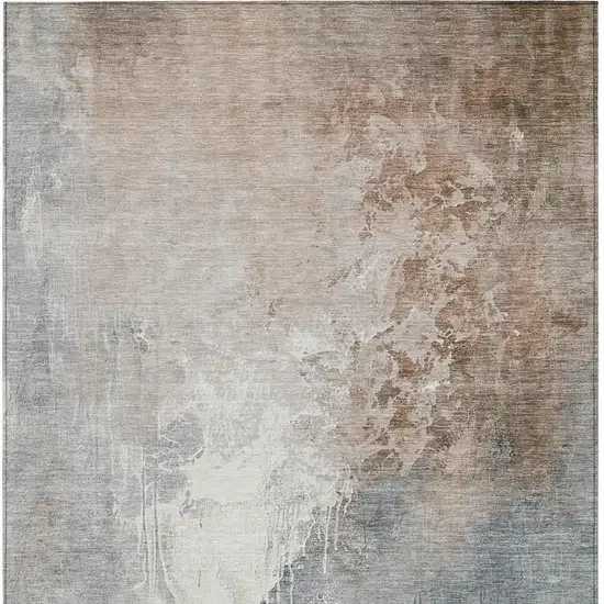 Rust And Gray Abstract Washable Indoor Outdoor Area Rug Photo 3