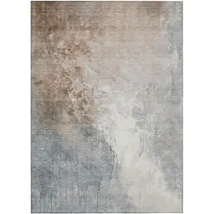 Photo of Rust And Gray Abstract Washable Indoor Outdoor Area Rug