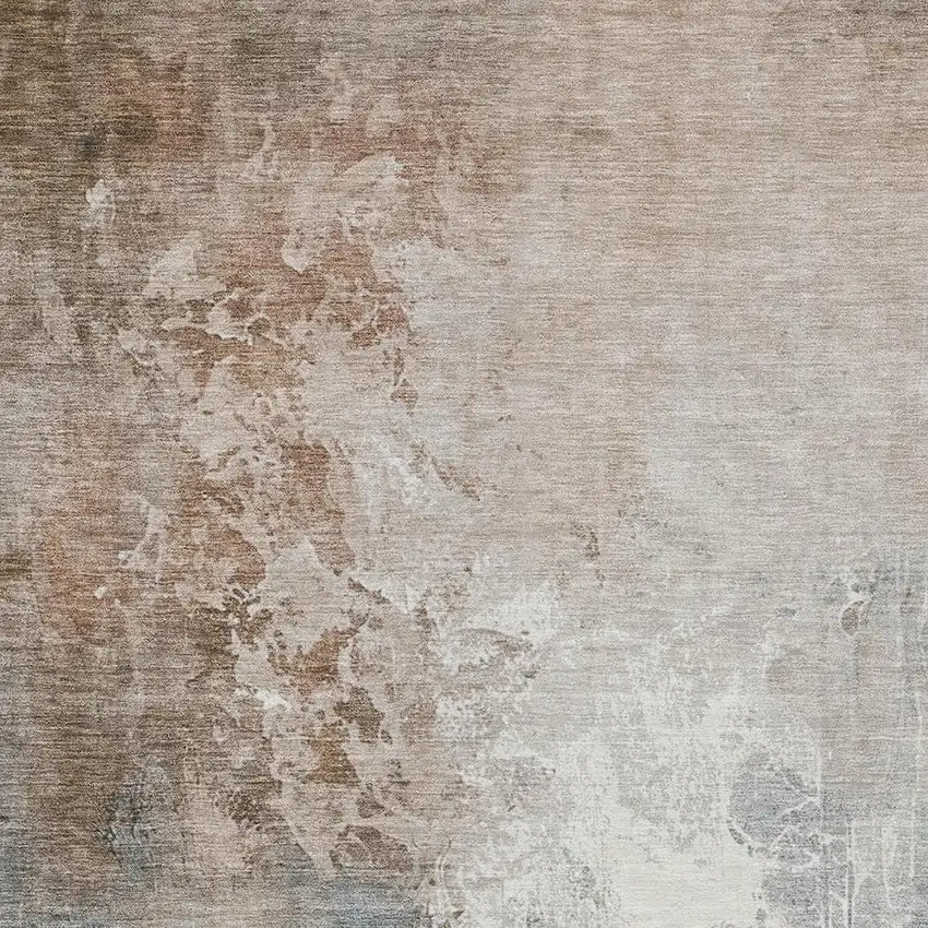 Rust And Gray Abstract Washable Indoor Outdoor Area Rug Photo 3