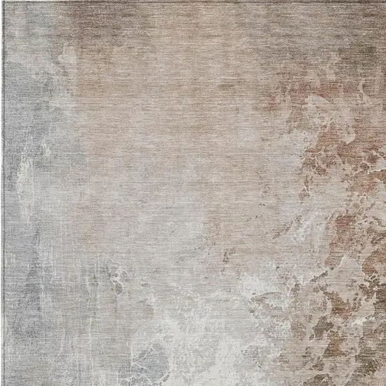 Rust And Gray Abstract Washable Indoor Outdoor Area Rug Photo 3