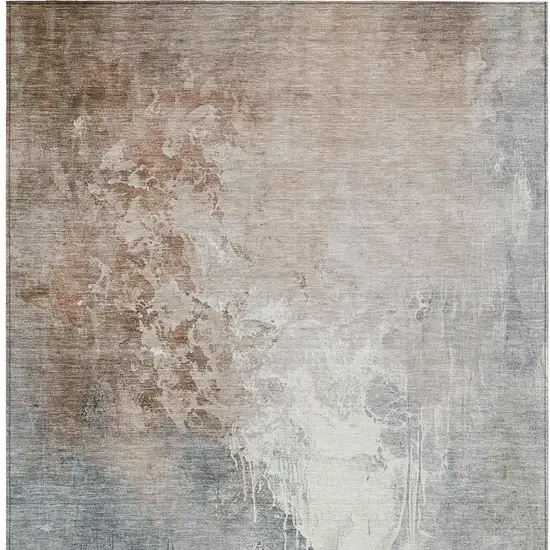 Rust And Gray Abstract Washable Indoor Outdoor Area Rug Photo 9