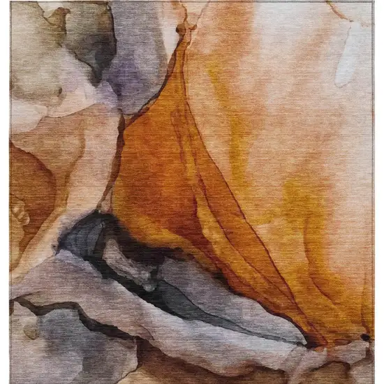 Rust And Gray Abstract Washable Indoor Outdoor Area Rug Photo 3