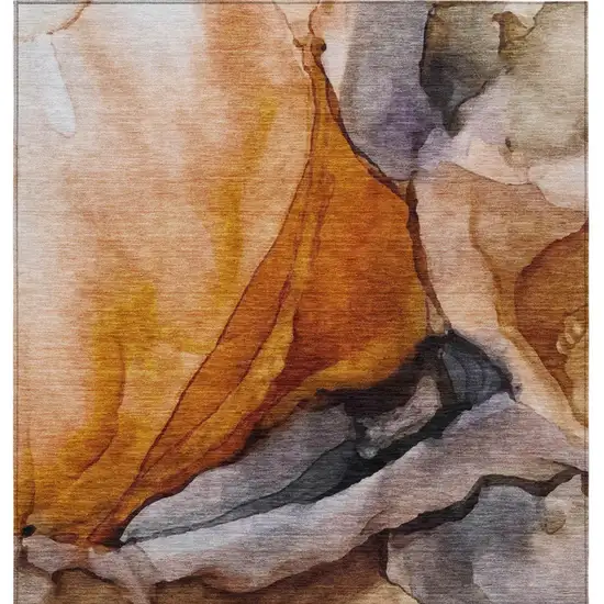 Rust And Gray Abstract Washable Indoor Outdoor Area Rug Photo 1