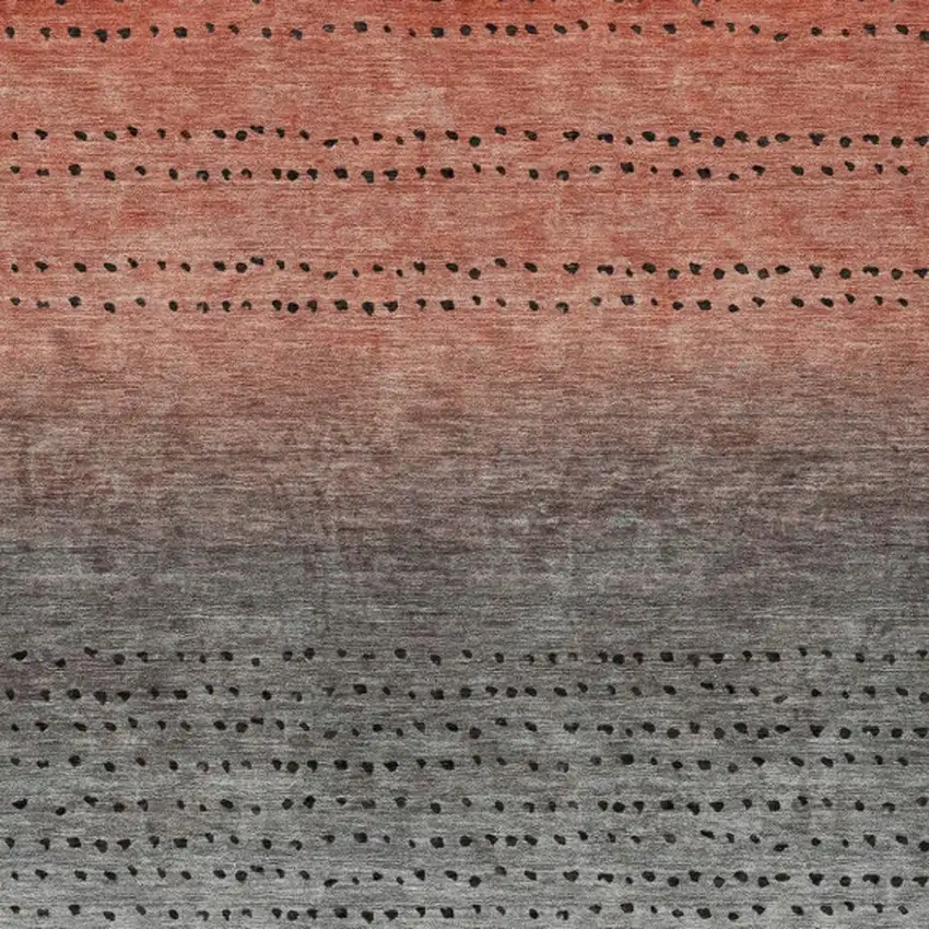 Rust And Gray Abstract Washable Indoor Outdoor Area Rug Photo 4