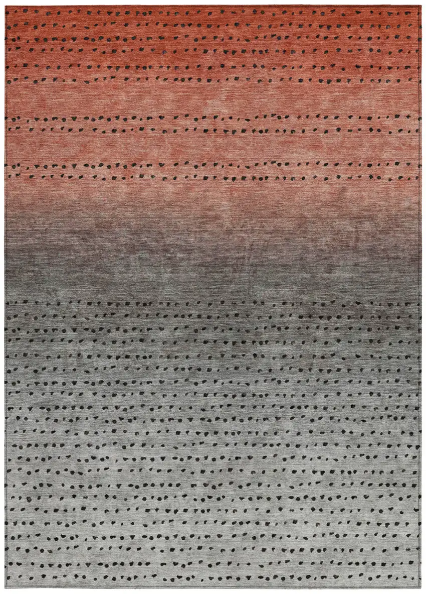 Rust And Gray Abstract Washable Indoor Outdoor Area Rug Photo 3