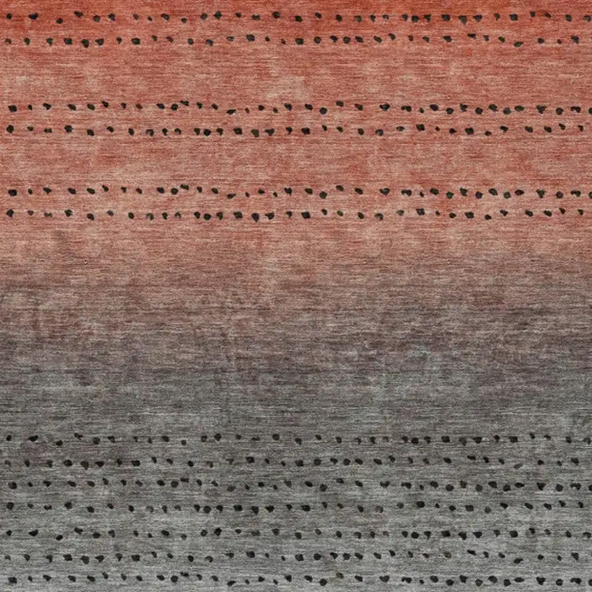 Rust And Gray Abstract Washable Indoor Outdoor Area Rug Photo 4