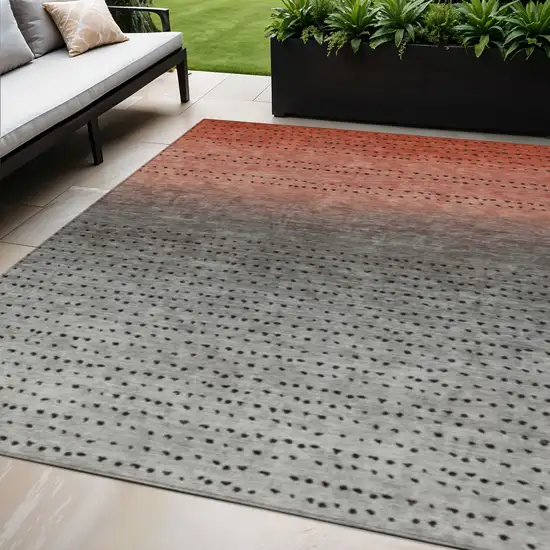Rust And Gray Abstract Washable Indoor Outdoor Area Rug Photo 2