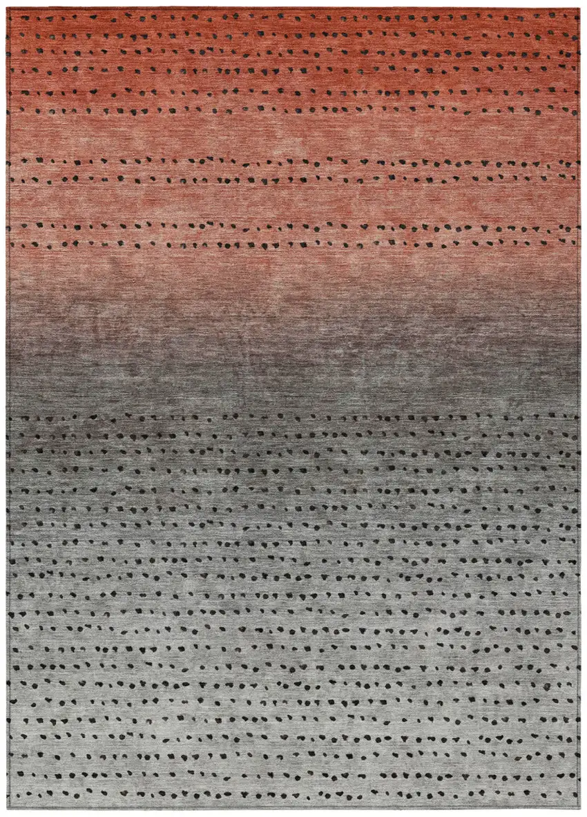 Rust And Gray Abstract Washable Indoor Outdoor Area Rug Photo 1