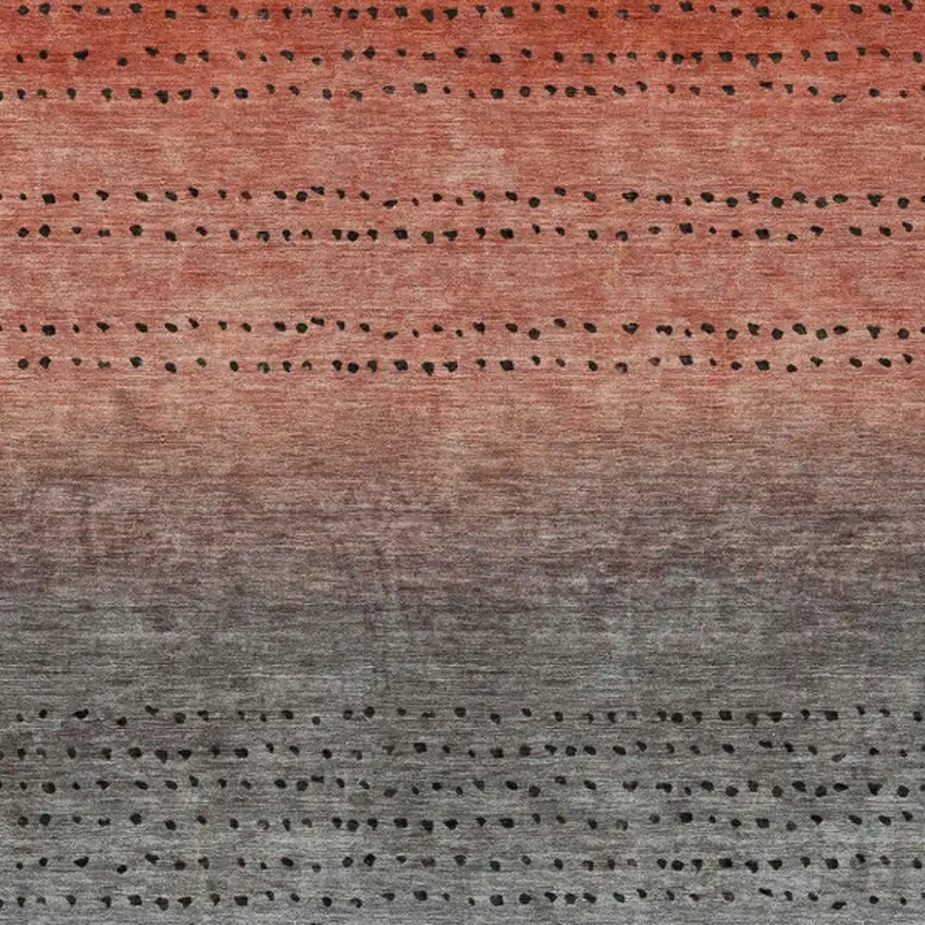 Rust And Gray Abstract Washable Indoor Outdoor Area Rug Photo 4
