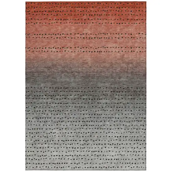 Rust And Gray Abstract Washable Indoor Outdoor Area Rug Photo 3