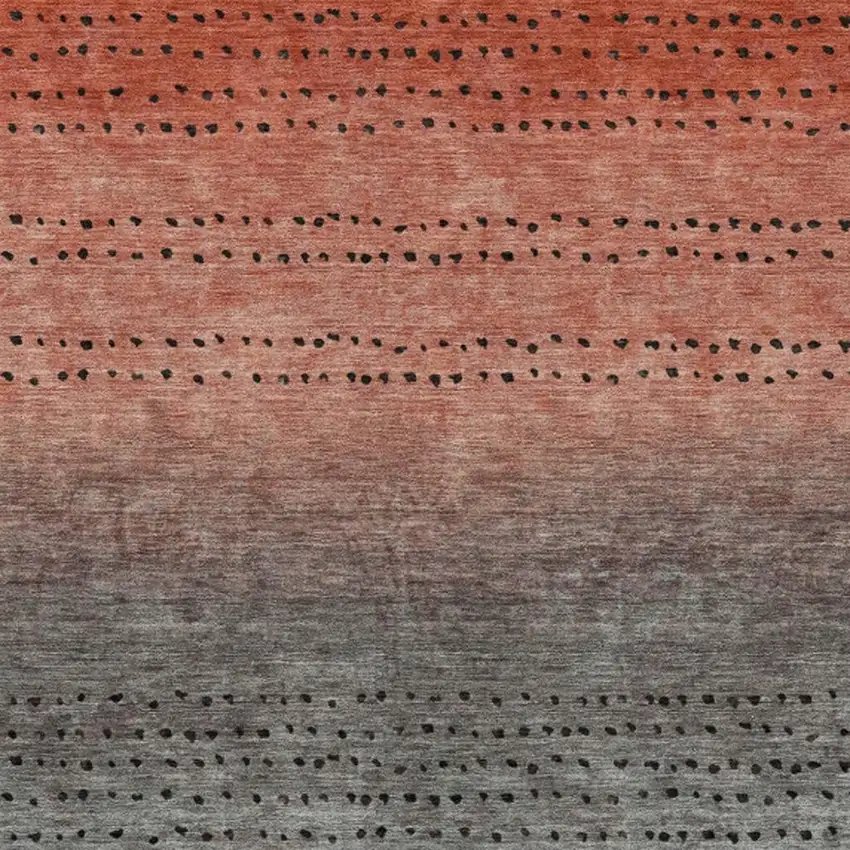 Rust And Gray Abstract Washable Indoor Outdoor Area Rug Photo 4