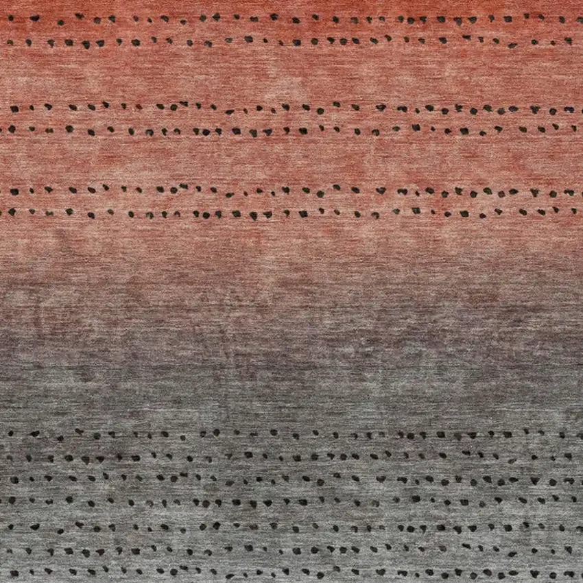 Rust And Gray Abstract Washable Indoor Outdoor Area Rug Photo 4