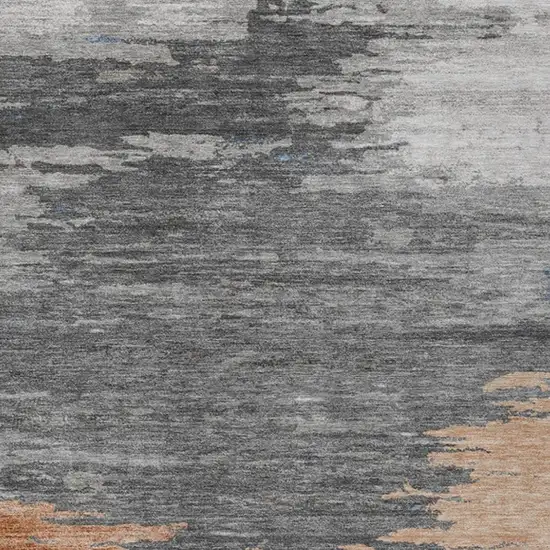 Rust And Gray Abstract Washable Indoor Outdoor Area Rug Photo 3