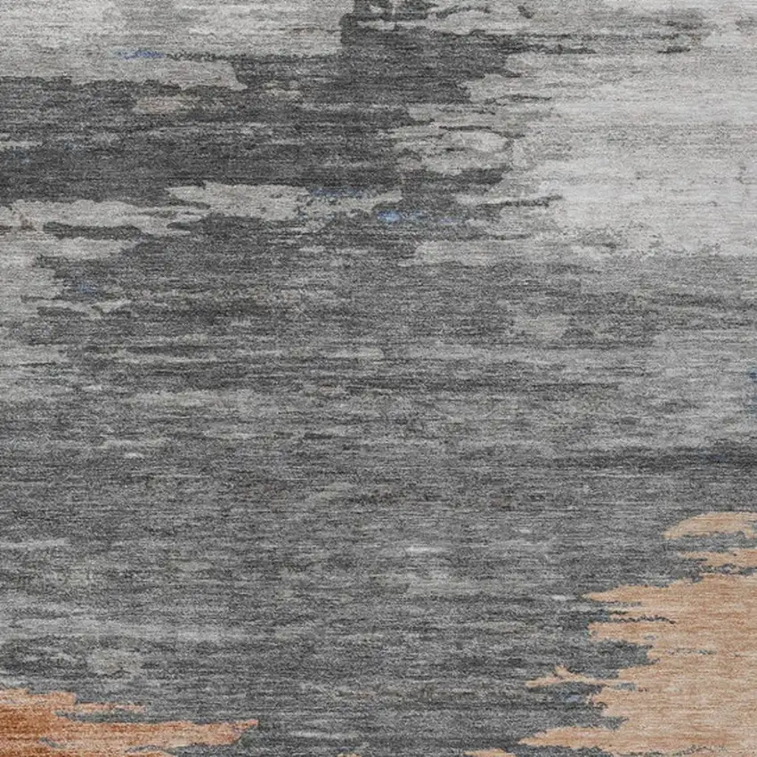 Rust And Gray Abstract Washable Indoor Outdoor Area Rug Photo 3
