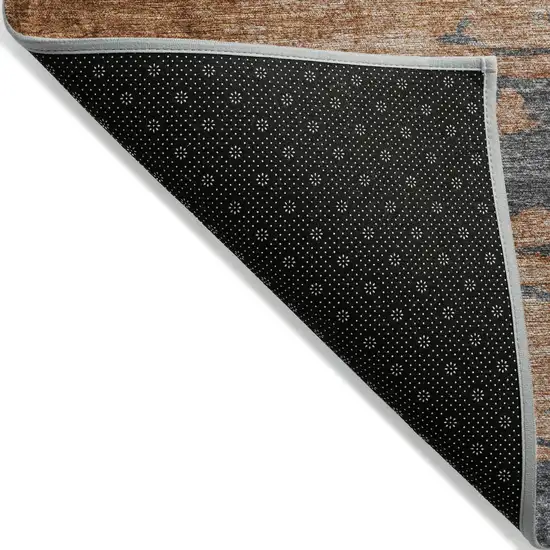Rust And Gray Abstract Washable Indoor Outdoor Area Rug Photo 8