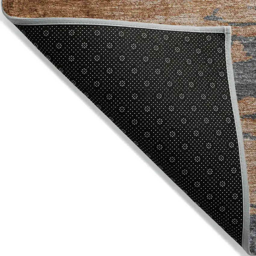 Rust And Gray Abstract Washable Indoor Outdoor Area Rug Photo 8