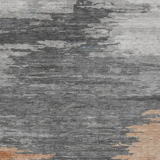 Rust And Gray Abstract Washable Indoor Outdoor Area Rug Photo 3