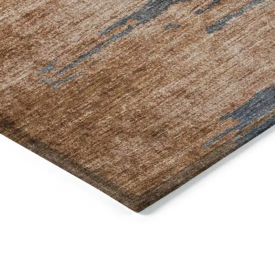 Rust And Gray Abstract Washable Indoor Outdoor Area Rug Photo 9