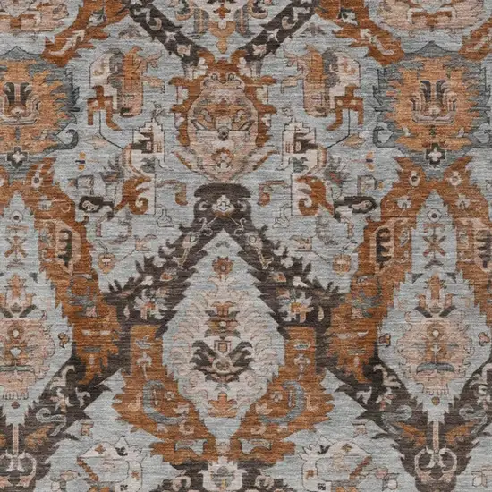 Rust And Gray Damask Washable Indoor Outdoor Area Rug Photo 4