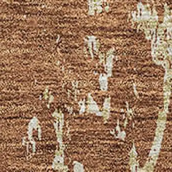 Rust And Gray Floral Washable Area Rug With UV Protection Photo 3