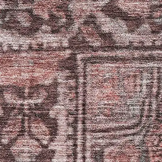 Rust And Gray Oriental Washable Area Rug With UV Protection Photo 2