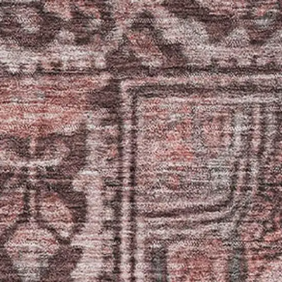 Rust And Gray Oriental Washable Area Rug With UV Protection Photo 2