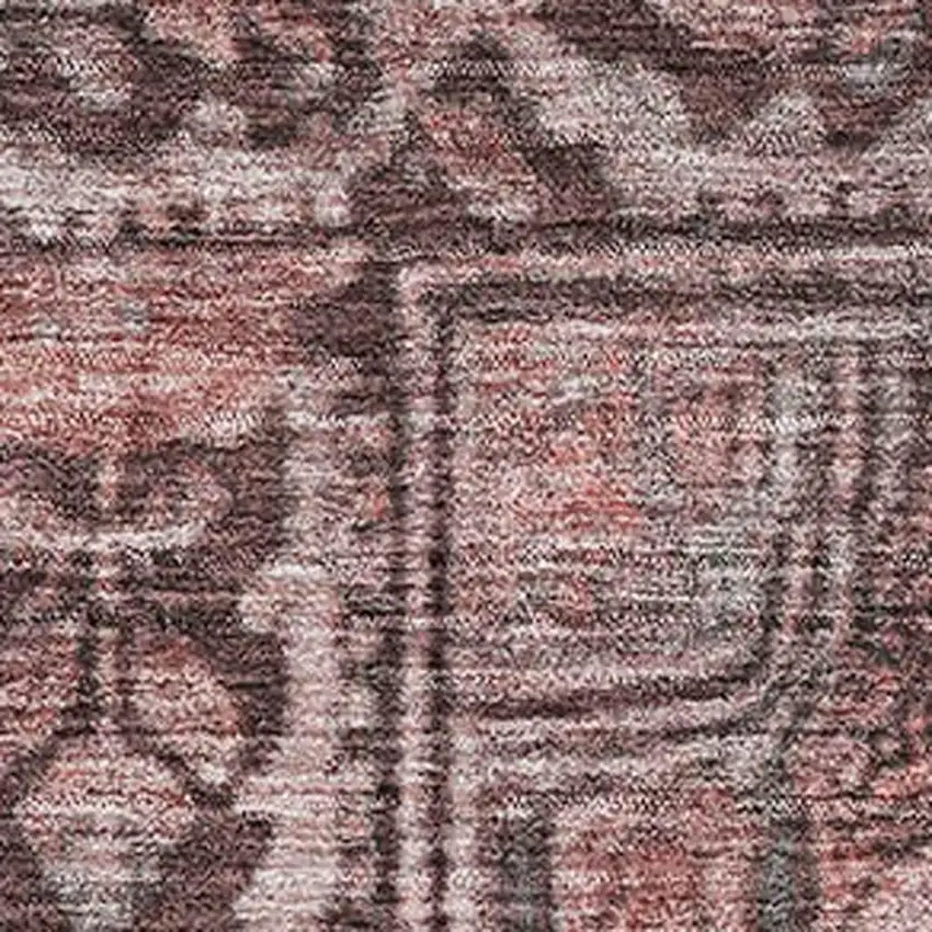 Rust And Gray Oriental Washable Area Rug With UV Protection Photo 2