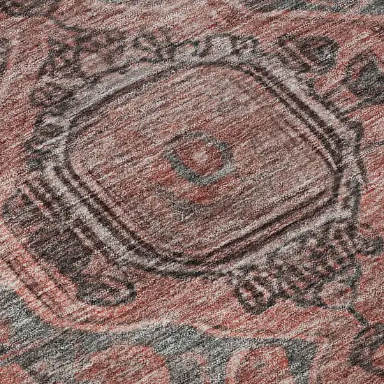 Rust And Gray Oriental Washable Area Rug With UV Protection Photo 9