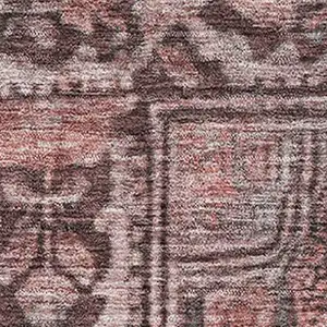 Photo of Rust And Gray Oriental Washable Area Rug With UV Protection