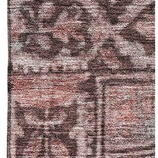 Rust And Gray Oriental Washable Area Rug With UV Protection Photo 3
