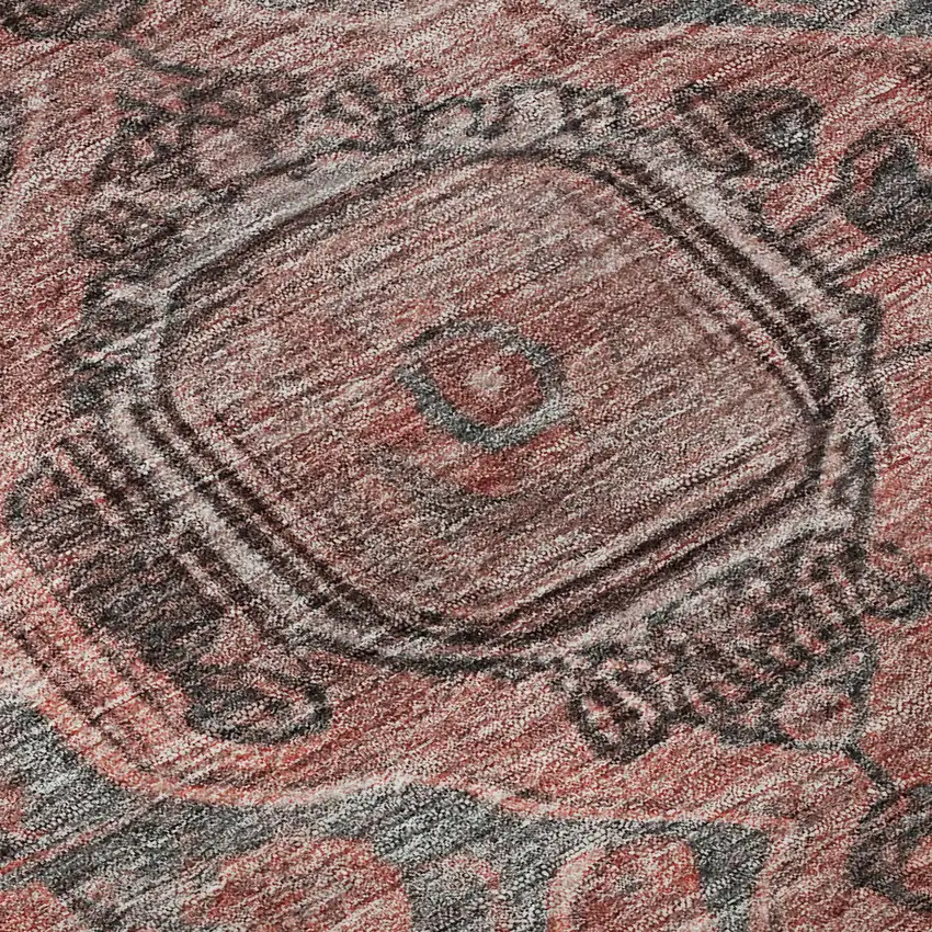 Rust And Gray Oriental Washable Area Rug With UV Protection Photo 9