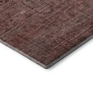 Photo of Rust And Gray Southwestern Washable Area Rug With UV Protection