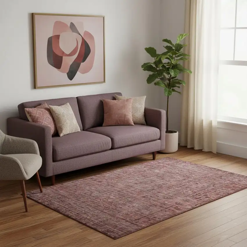 Rust And Gray Southwestern Washable Area Rug With UV Protection Photo 1