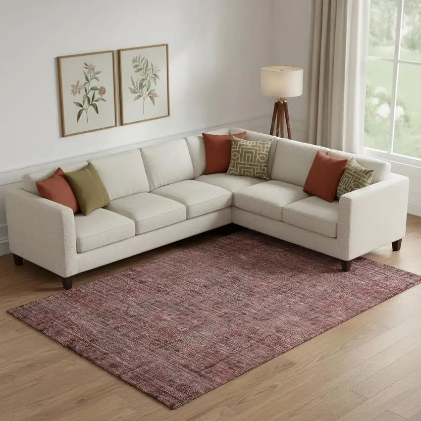 Rust And Gray Southwestern Washable Area Rug With UV Protection Photo 2