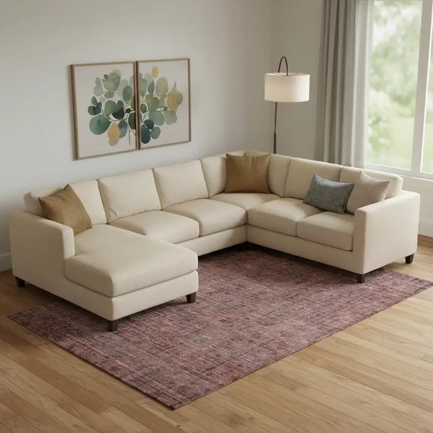 Rust And Gray Southwestern Washable Area Rug With UV Protection Photo 2