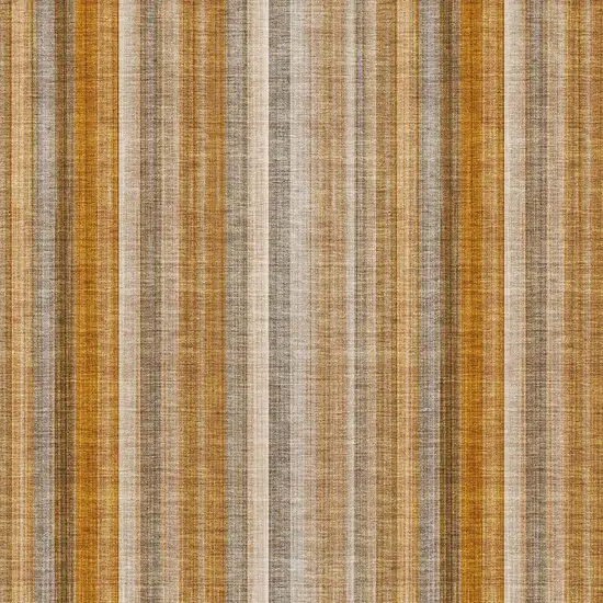 Rust And Gray Striped Washable Area Rug With UV Protection Photo 3
